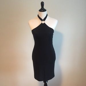 Women’s black halter dress with rhinestones small